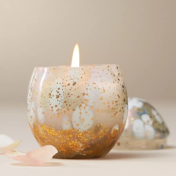 Anthropologie Cheena Egg Fruity Peach Chamomile Glass Candle - Picture 1 of 3
